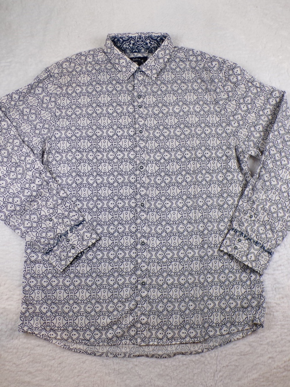 Rock Roll-n-Soul Men's Button Up Dress shirt Blue/White Size 2XL